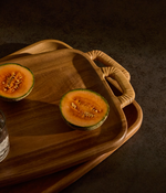 SARDIS Large serving board made from FSC 100% acacia wood and rattan