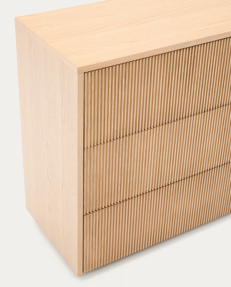 HELVINE Chest of 3 drawers in oak veneer 90 x 78 cm FSC 100%