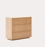 HELVINE Chest of 3 drawers in oak veneer 90 x 78 cm FSC 100%