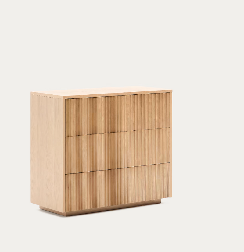 HELVINE Chest of 3 drawers in oak veneer 90 x 78 cm FSC 100%