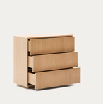 HELVINE Chest of 3 drawers in oak veneer 90 x 78 cm FSC 100%