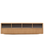 HELVINE TV komodica s 4 vrata i 2 ladice, hrastov furnir i kaljeno staklo, 200 x 54 cm, FSC 100%