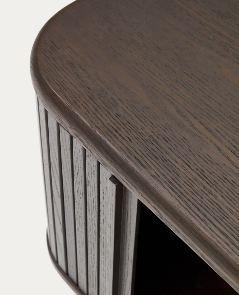 MAILEN Noćni ormarić od jasenovog furnira s tamnom završnom obradom 50 x 55 cm