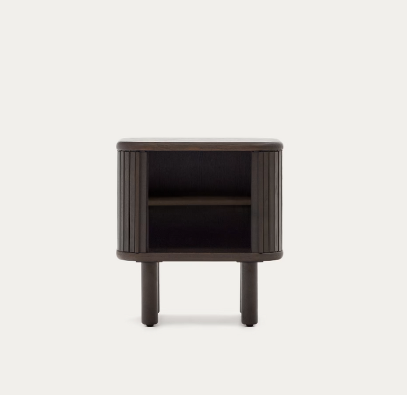 MAILEN Noćni ormarić od jasenovog furnira s tamnom završnom obradom 50 x 55 cm