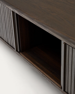 MAILEN TV komoda s 2 vrata, jasen furnir s tamnom završnom obradom, 200 x 50 cm