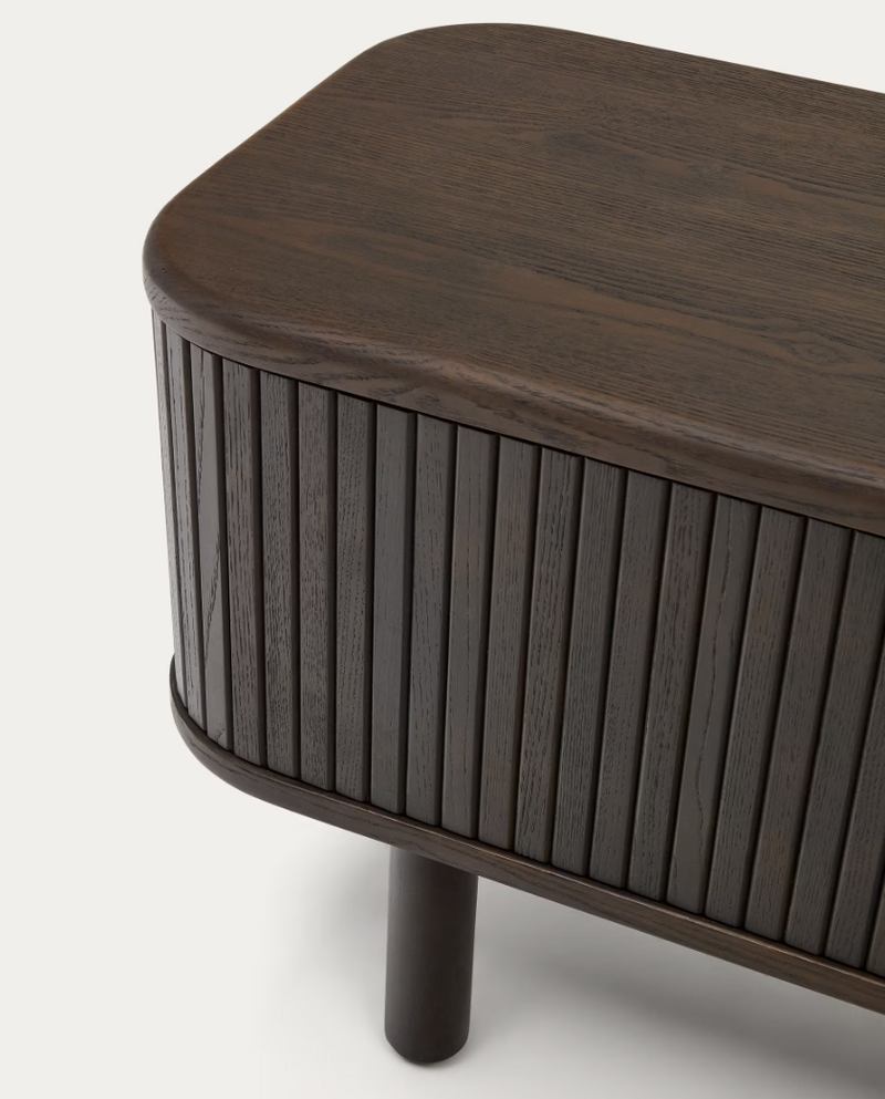 MAILEN TV komoda s 2 vrata, jasen furnir s tamnom završnom obradom, 200 x 50 cm