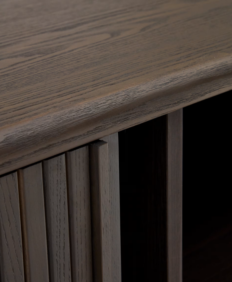 MAILEN TV komoda s 2 vrata, jasen furnir s tamnom završnom obradom, 200 x 50 cm