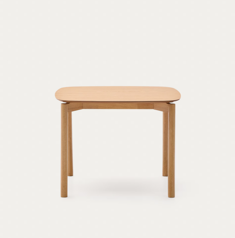 INDARA Kvadratni stol od jasenovog furnira i masivnog kaučukovca s prirodnom završnom obradom 100 x 100 cm