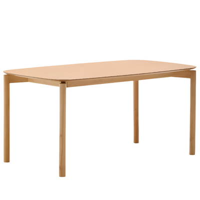 INDARA Table made of ash veneer and solid rubber wood with a natural finish 160 x 90 cm