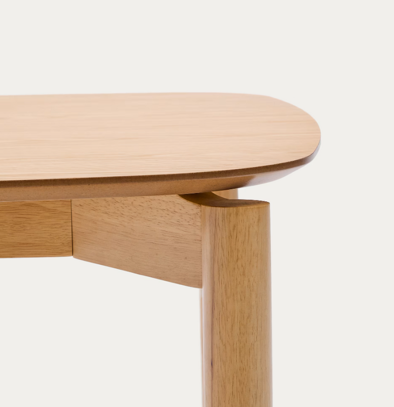 INDARA Stol od jasenovog furnira i masivnog kaučukovca s prirodnom završnom obradom 160 x 90 cm