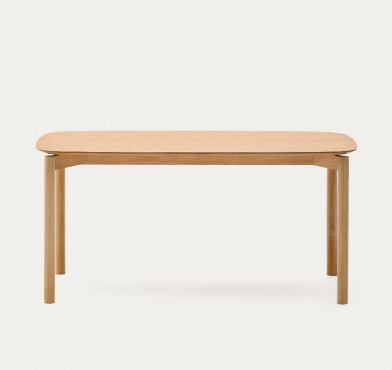 INDARA Stol od jasenovog furnira i masivnog kaučukovca s prirodnom završnom obradom 160 x 90 cm