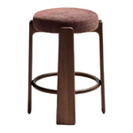 GRANITE Visoki stolac od smeđeg šenila i masivnog jasena s završnom obradom boje oraha FSC 100% 65 cm