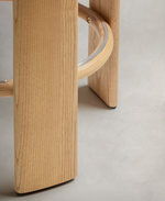 GRANITE Stool in beige chenille and solid ash wood with natural tone finish FSC 100% 65cm