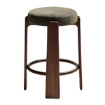 GRANITE Visoki stolac od zelenog šenila i masivnog jasena s završnom obradom boje oraha FSC 100% 75 cm