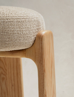 GRANITE Stool in beige chenille and solid ash wood with natural tone finish FSC 100% 75cm