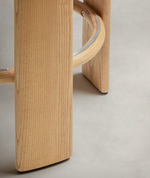 GRANITE Stool in beige chenille and solid ash wood with natural tone finish FSC 100% 75cm