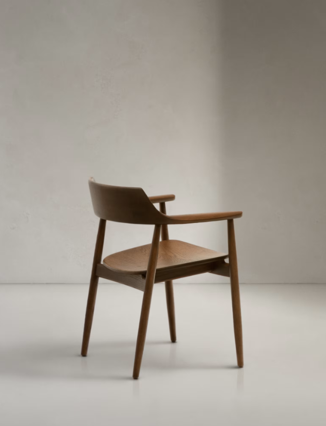 FONDES Chair in solid oak wood with walnut finish FSC Mix Credit