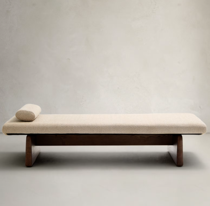 TOPAZ Divan u bež šenil boji s masivnim jasenovim drvom u boji oraha, 200 cm FSC 100%