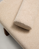 TOPAZ Divan u bež šenil boji s masivnim jasenovim drvom u boji oraha, 200 cm FSC 100%