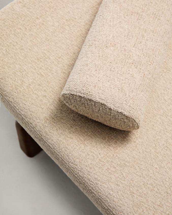 TOPAZ Divan u bež šenil boji s masivnim jasenovim drvom u boji oraha, 200 cm FSC 100%