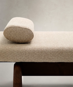 TOPAZ Divan u bež šenil boji s masivnim jasenovim drvom u boji oraha, 200 cm FSC 100%