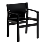 JAN Chair made of black recycled leather fibres and FSC 100% solid ash wood with black finish