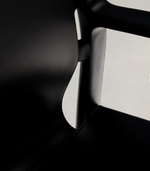 JAN Chair made of black recycled leather fibres and FSC 100% solid ash wood with black finish
