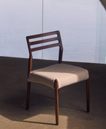 CUDIA Chair removable cover in beige chenille solid oak wood walnut finish FSC Mix Credit
