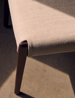 CUDIA Chair removable cover in beige chenille solid oak wood walnut finish FSC Mix Credit