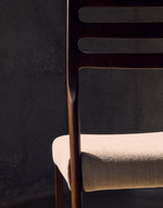 CUDIA Chair removable cover in beige chenille solid oak wood walnut finish FSC Mix Credit