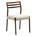 CUDIA Chair removable cover in beige chenille solid oak wood walnut finish FSC Mix Credit