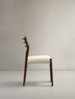 CUDIA Chair removable cover in beige chenille solid oak wood walnut finish FSC Mix Credit