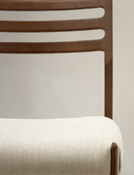 CUDIA Chair removable cover in beige chenille solid oak wood walnut finish FSC Mix Credit