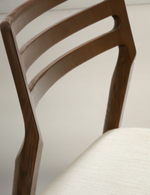 CUDIA Chair removable cover in beige chenille solid oak wood walnut finish FSC Mix Credit