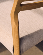 CUDIA Chair removable cover in beige chenille solid oak wood natural finish FSC Mix Credit