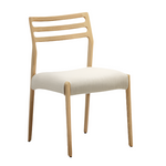 CUDIA Chair removable cover in beige chenille solid oak wood natural finish FSC Mix Credit