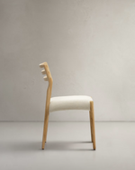 CUDIA Chair removable cover in beige chenille solid oak wood natural finish FSC Mix Credit