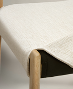 CUDIA Chair removable cover in beige chenille solid oak wood natural finish FSC Mix Credit