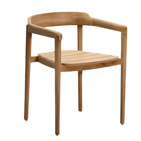 ICARO stackable solid teak wood chair in a natural finish, FSC 100%