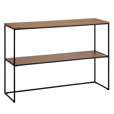 YOANA Console table with a walnut veneer and painted black metal structure, 120 x 80 cm