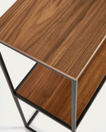 YOANA Konzolni stolić s furnirom od oraha i obojenom crnom metalnom konstrukcijom, 120 x 80 cm