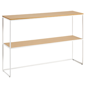YOANA Console table with oak veneer and painted white metal structure, 120 x 80 cm