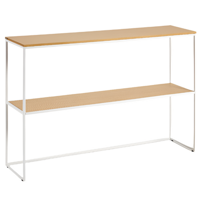 YOANA Console table with oak veneer and painted white metal structure, 120 x 80 cm