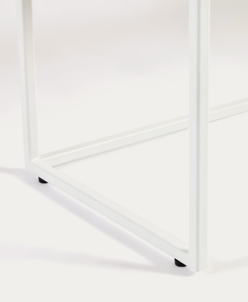 YOANA Konzolni stolić s hrastovim furnirom i obojenom bijelom metalnom konstrukcijom, 120 x 80 cm