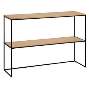 YOANA Console table with oak wood veneer and painted black metal structure, 120 x 80 cm