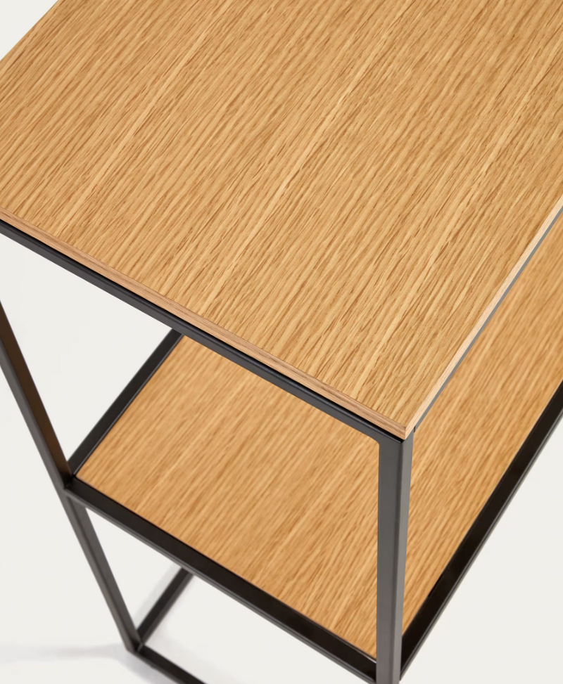 YOANA Konzolni stolić s furnirom od hrastovog drva i crno obojenom metalnom konstrukcijom, 120 x 80 cm