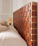 CALIXTA Uzglavlje od punog tikovine i kože, za krevete širine 150 cm