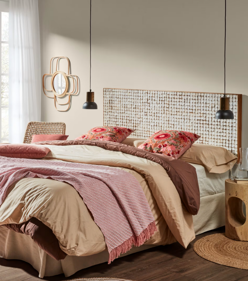 KRON Uzglavlje od masivnog mago drva s komadićima kokosove ljuske, za krevete od 180 cm