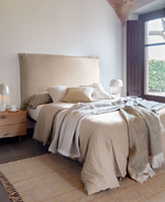 TANIT Headboard with beige linen removable cover, for 200 cm beds