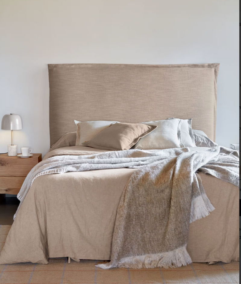 TANIT Headboard with beige linen removable cover, for 200 cm beds